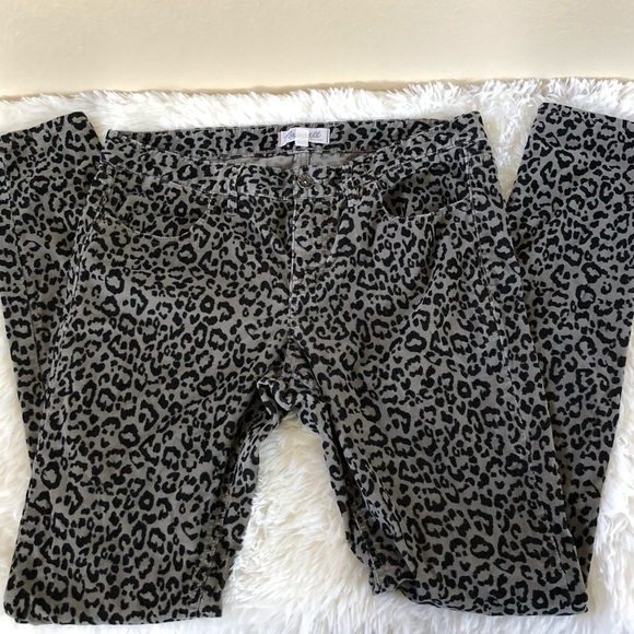Madewell gray leopard print corduroy skinny pants - Picture 2 of 5